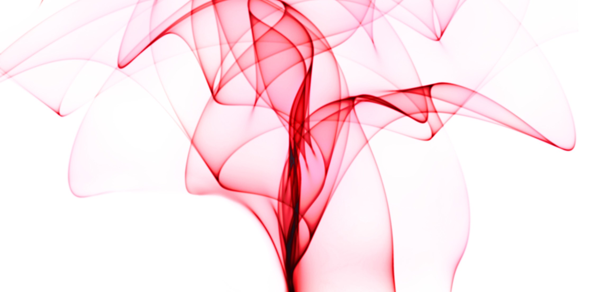 Red smoke swirls on white