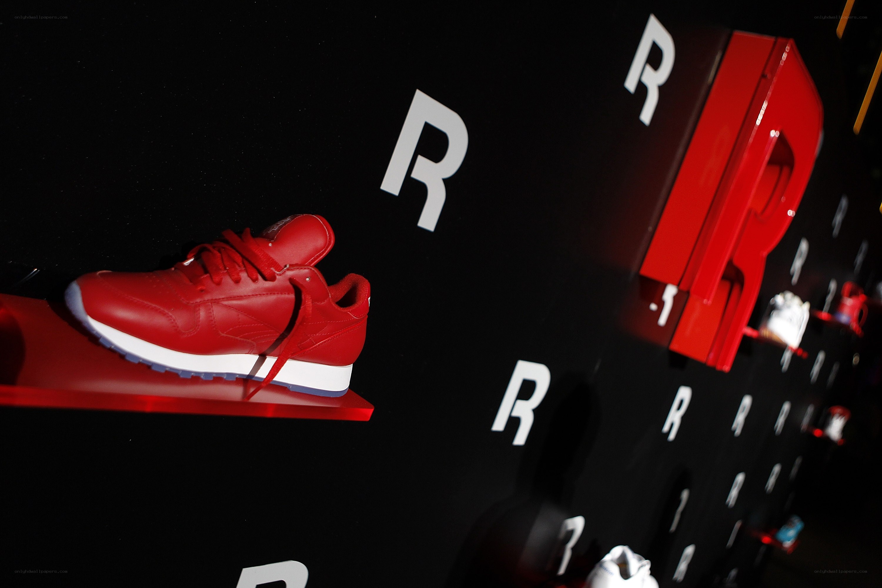 Red sneaker display