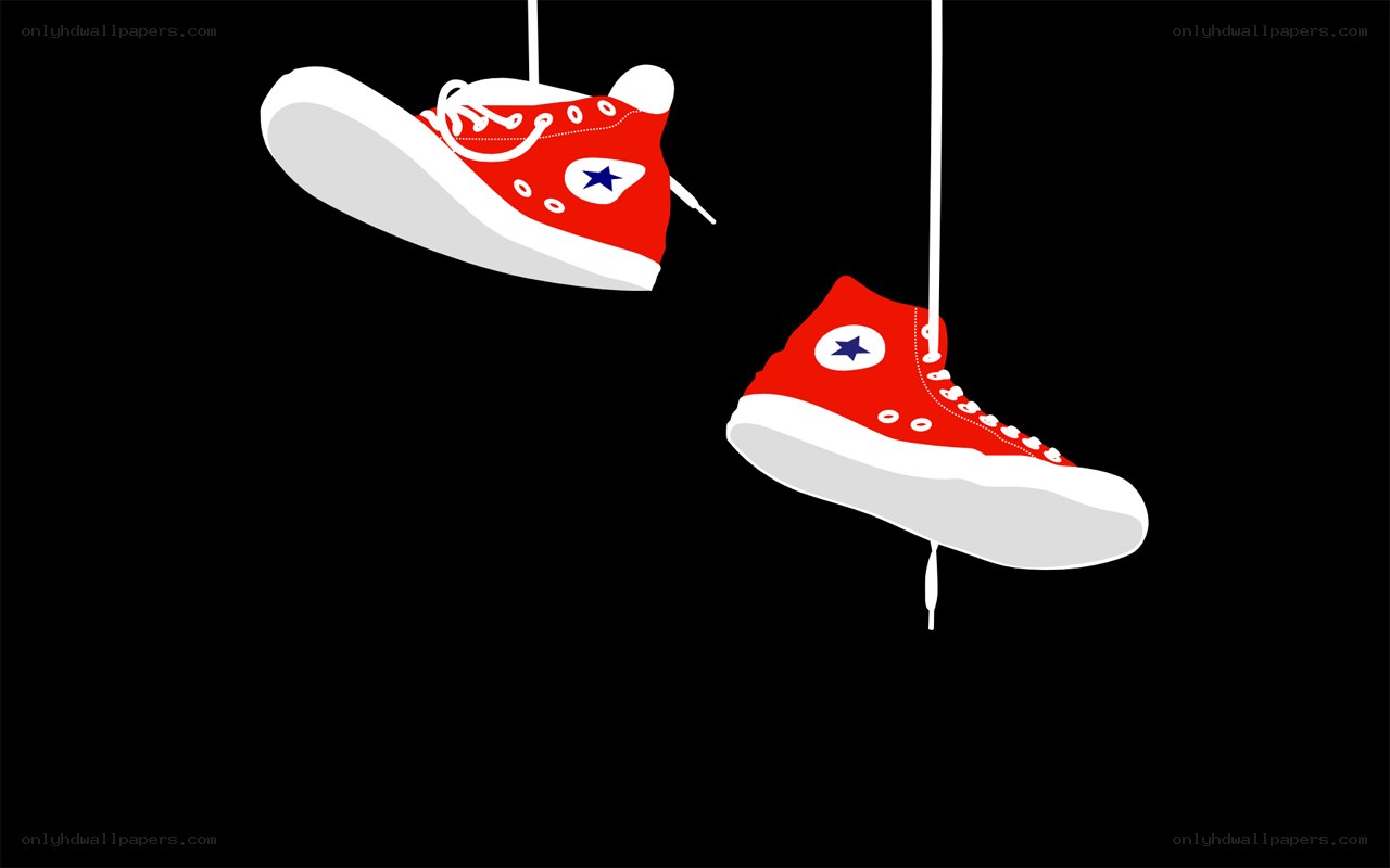 Red sneakers hanging