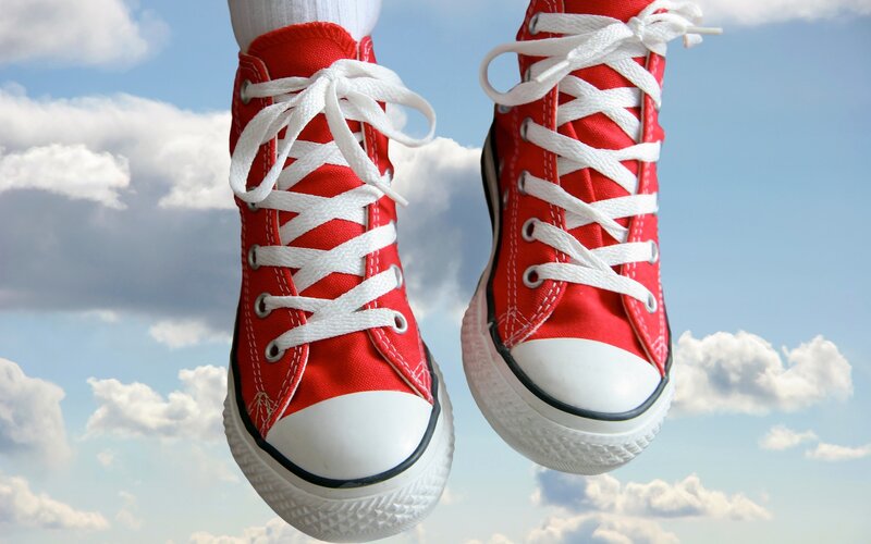 Red Sneakers in Sky — Serene, Afternoon