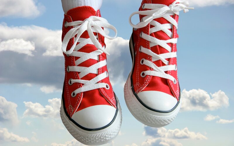Red Sneakers in Sky — Serene