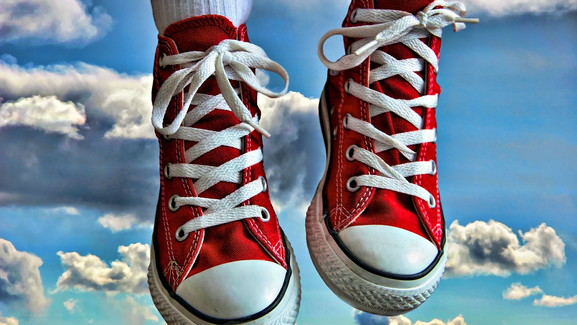 Red sneakers in the sky