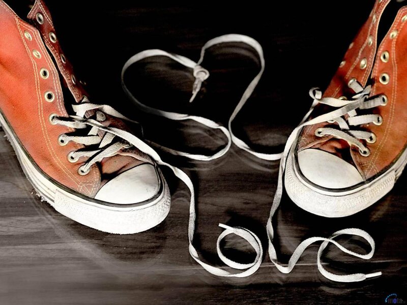 Red Sneakers on Floor