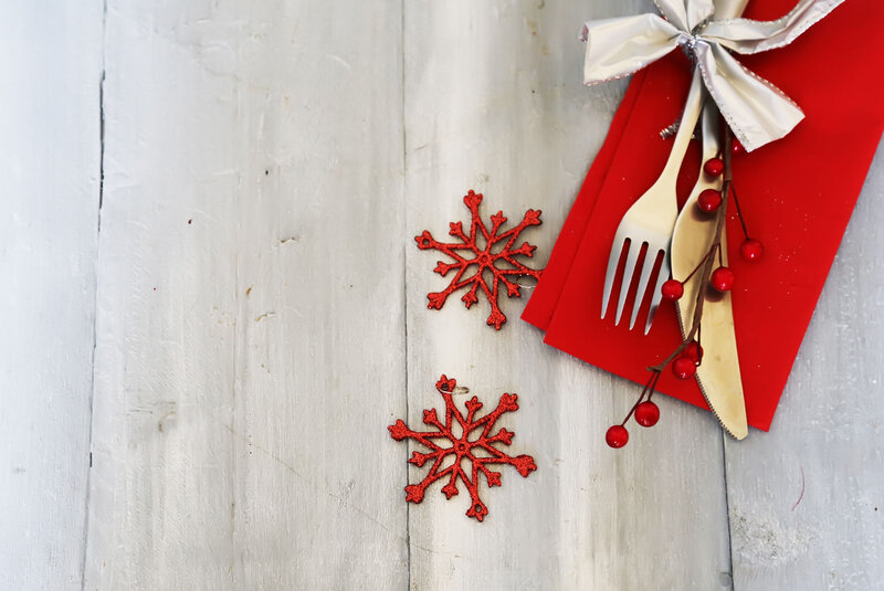 Red Snowflakes on Wood