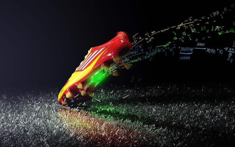 Red Soccer Cleat — Dramatic, Night