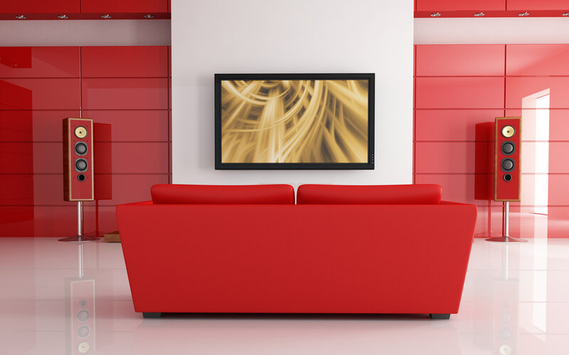 Red Sofa in Living Room — Modern