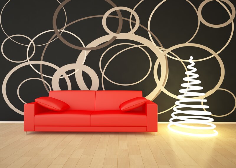 Red Sofa in Room — Modern
