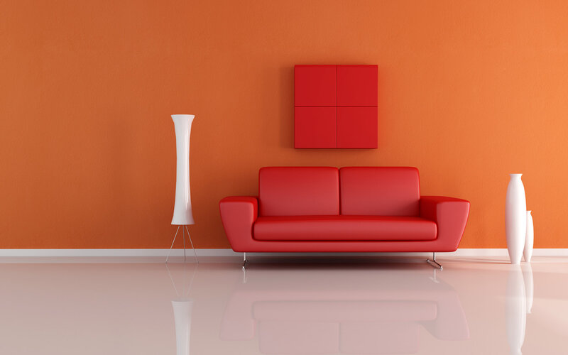 Red Sofa in Room — Orange