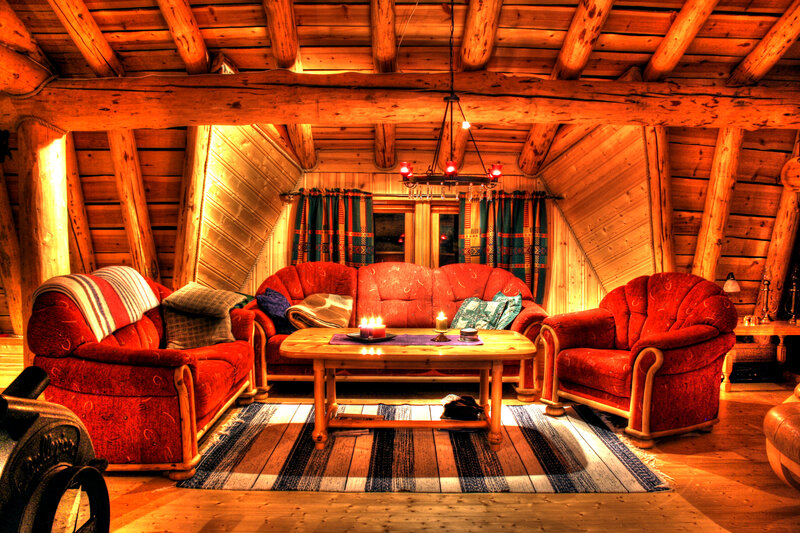 Red Sofa Set in Cabin