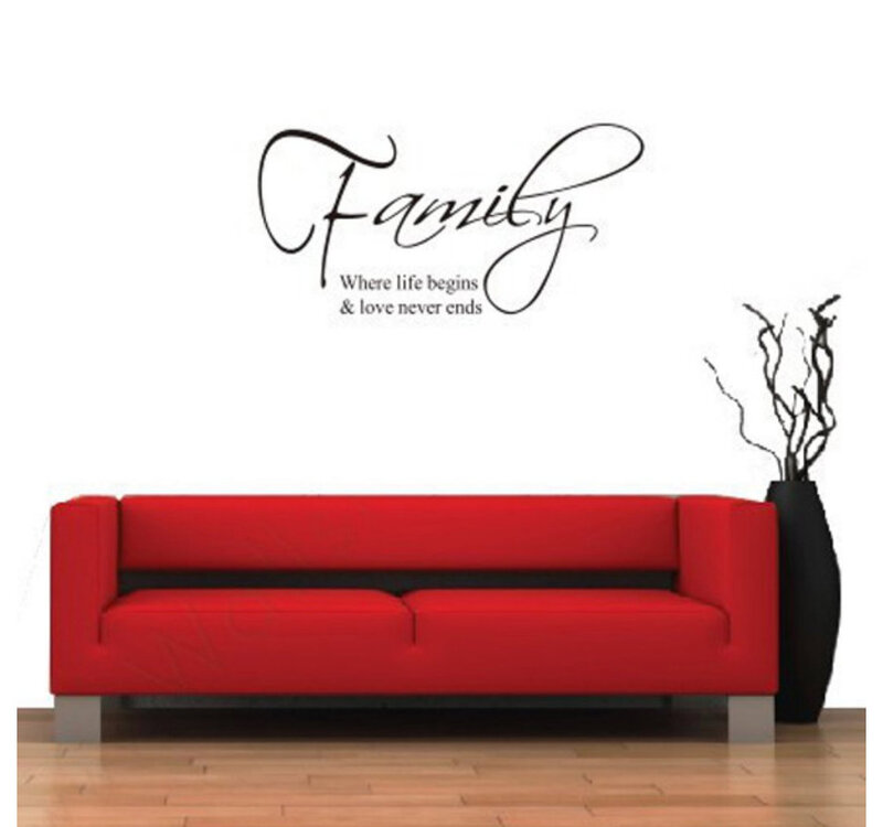 Red Sofa with Wall Art