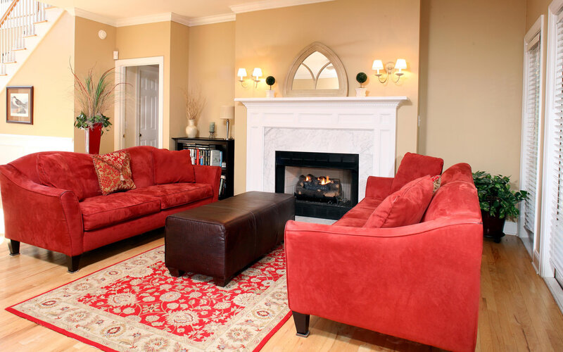 Red Sofas in Living Room — Cozy