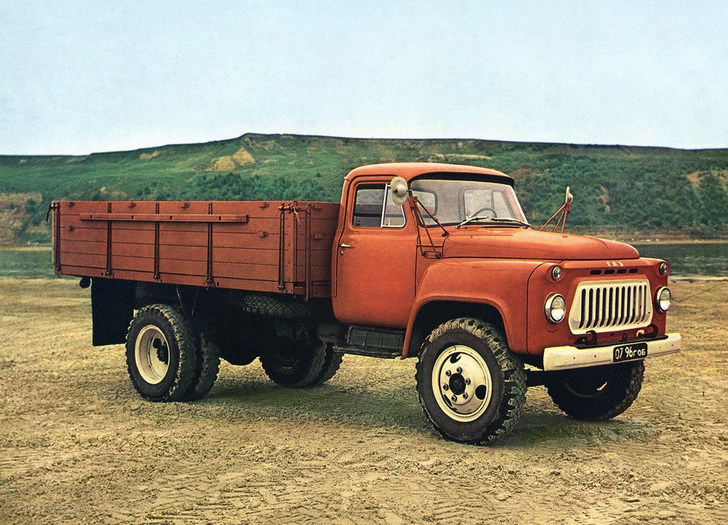 Red Soviet truck on dirt