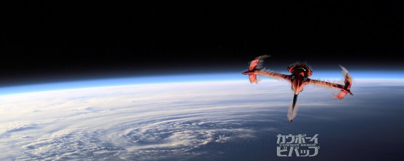 Red Spacecraft in Orbit