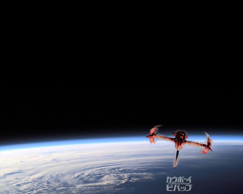 Red Spacecraft over Planet