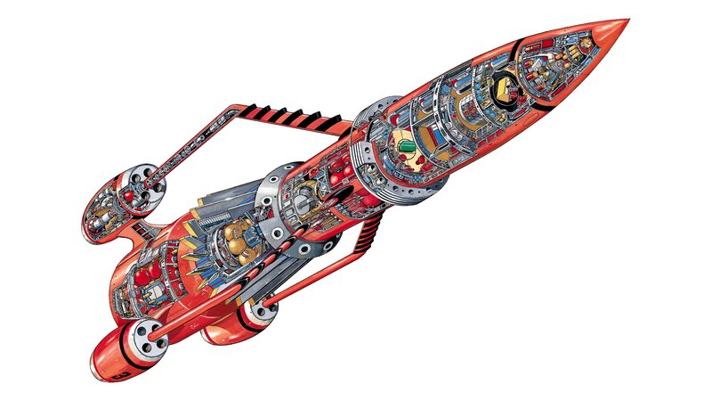 Red Spaceship Cutaway