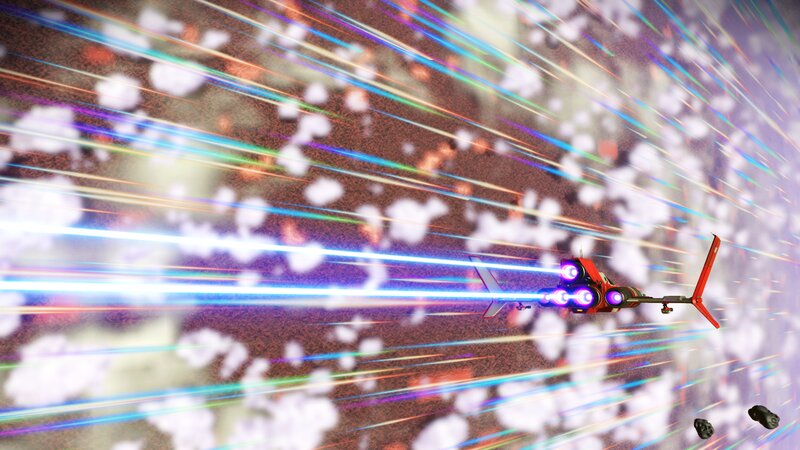 Red Spaceship Flying