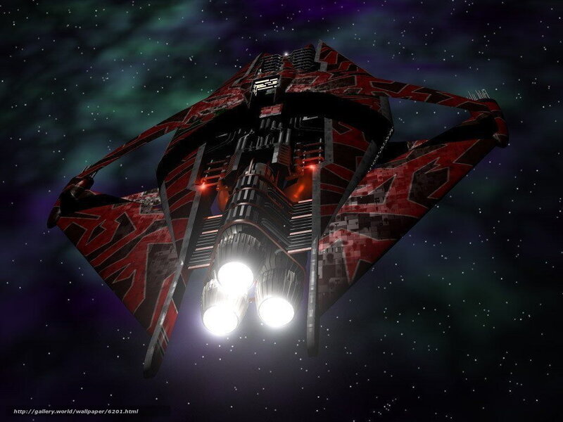 red spaceship in space