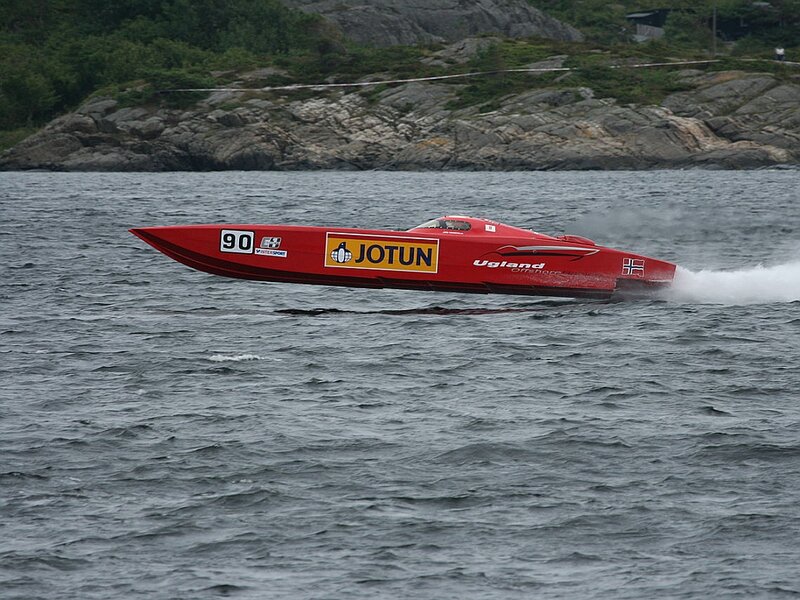 Red Speedboat on Water — Dynamic, Photograph
