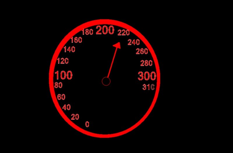 red speedometer display