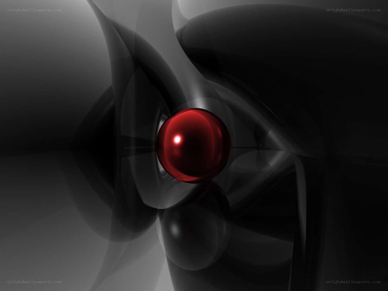 Red sphere in abstract space