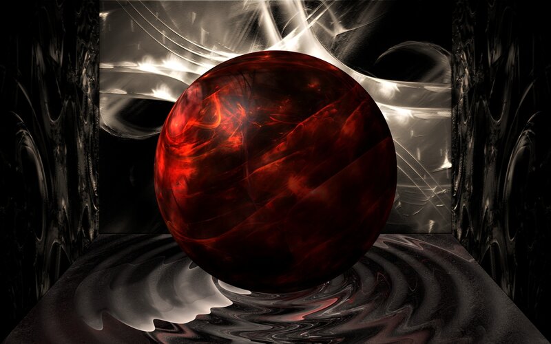 Red sphere in abstract space