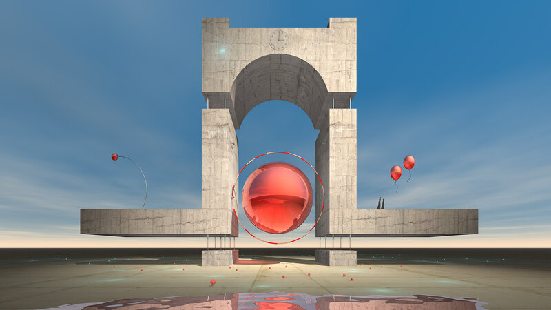 Red Sphere in Archway
