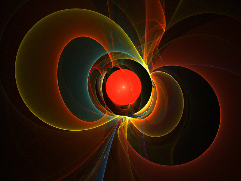 Red Sphere in Fractal Tunnel
