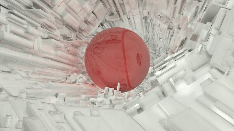 Red sphere in geometric tunnel