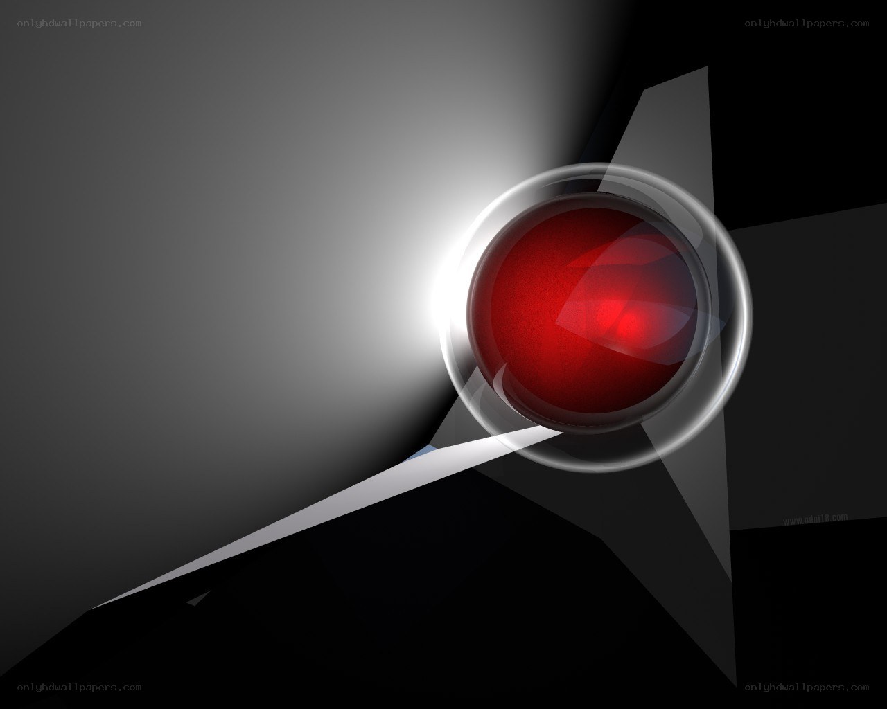 Red sphere in glass dome