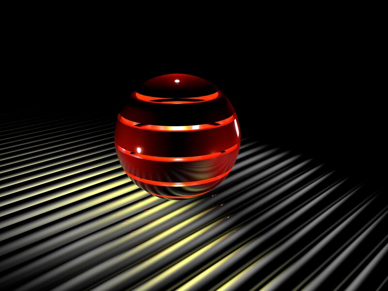 Red sphere on striped surface