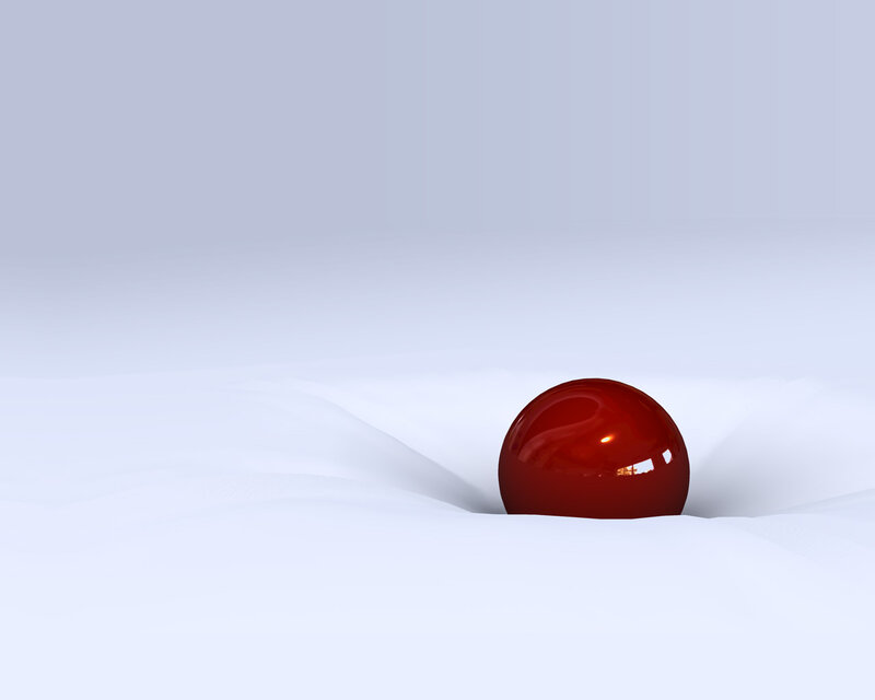 Red sphere on white surface