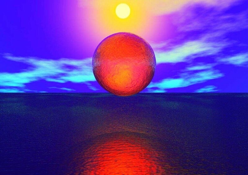Red Sphere over Water