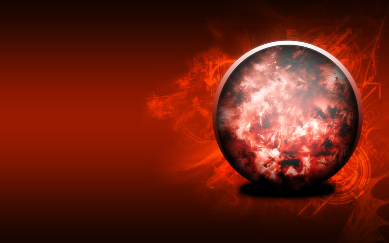 Red sphere with fiery core