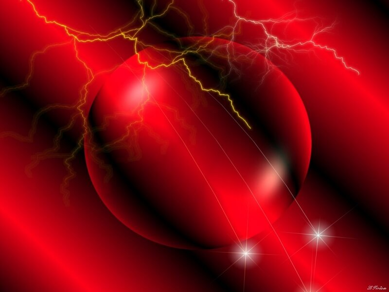 Red Sphere with Lightning — Dramatic