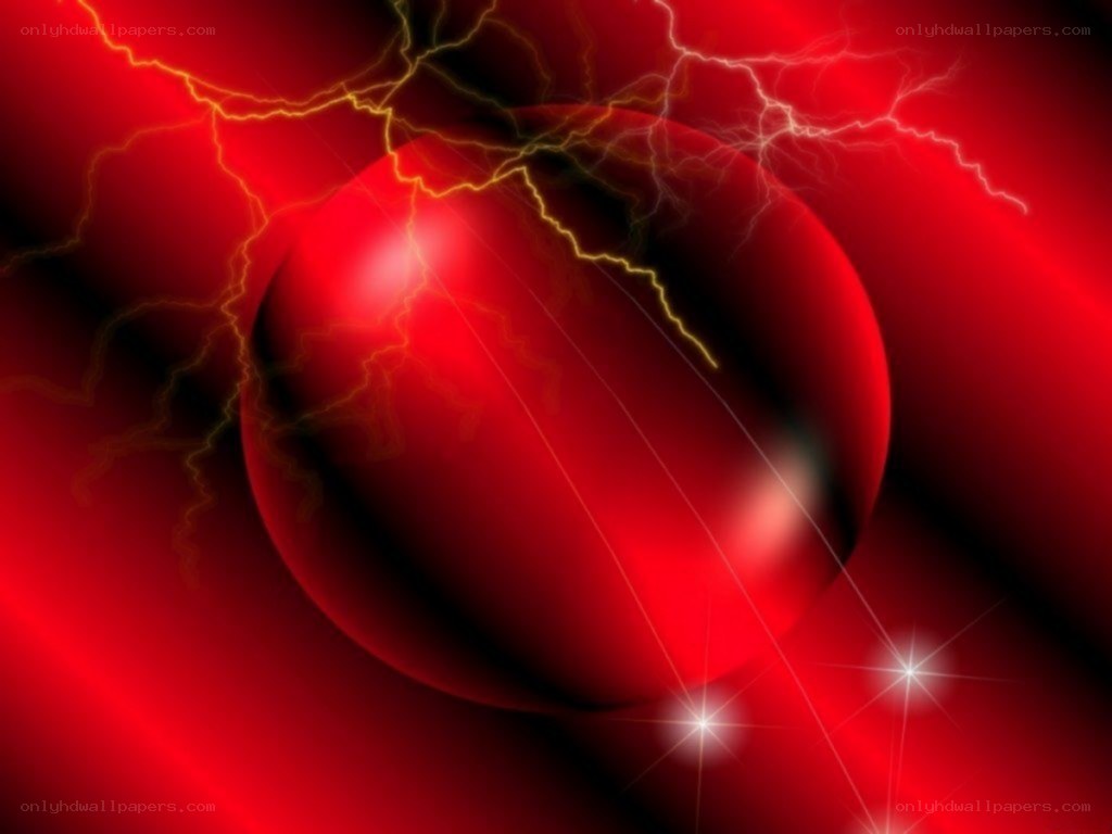 Red sphere with lightning
