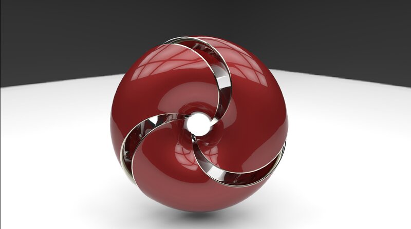 Red Sphere with Metal Rings