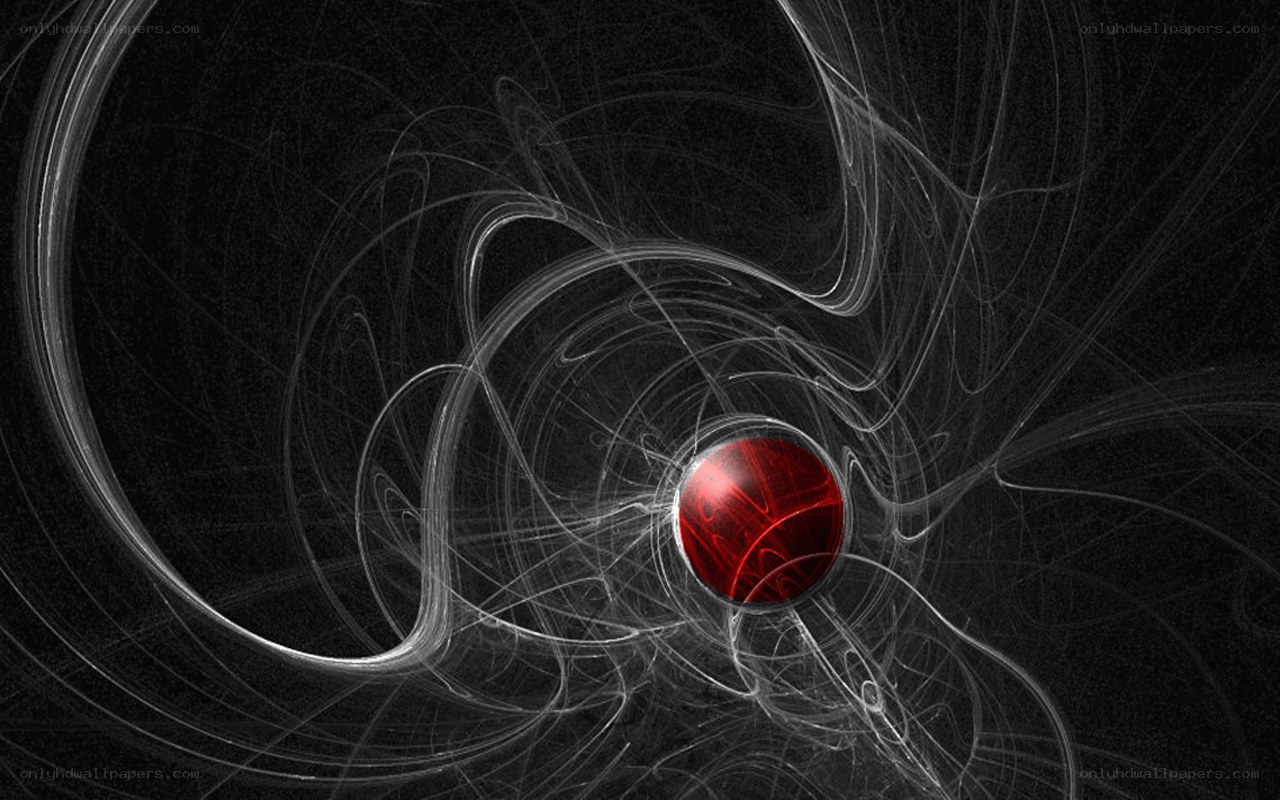 red sphere with white swirls