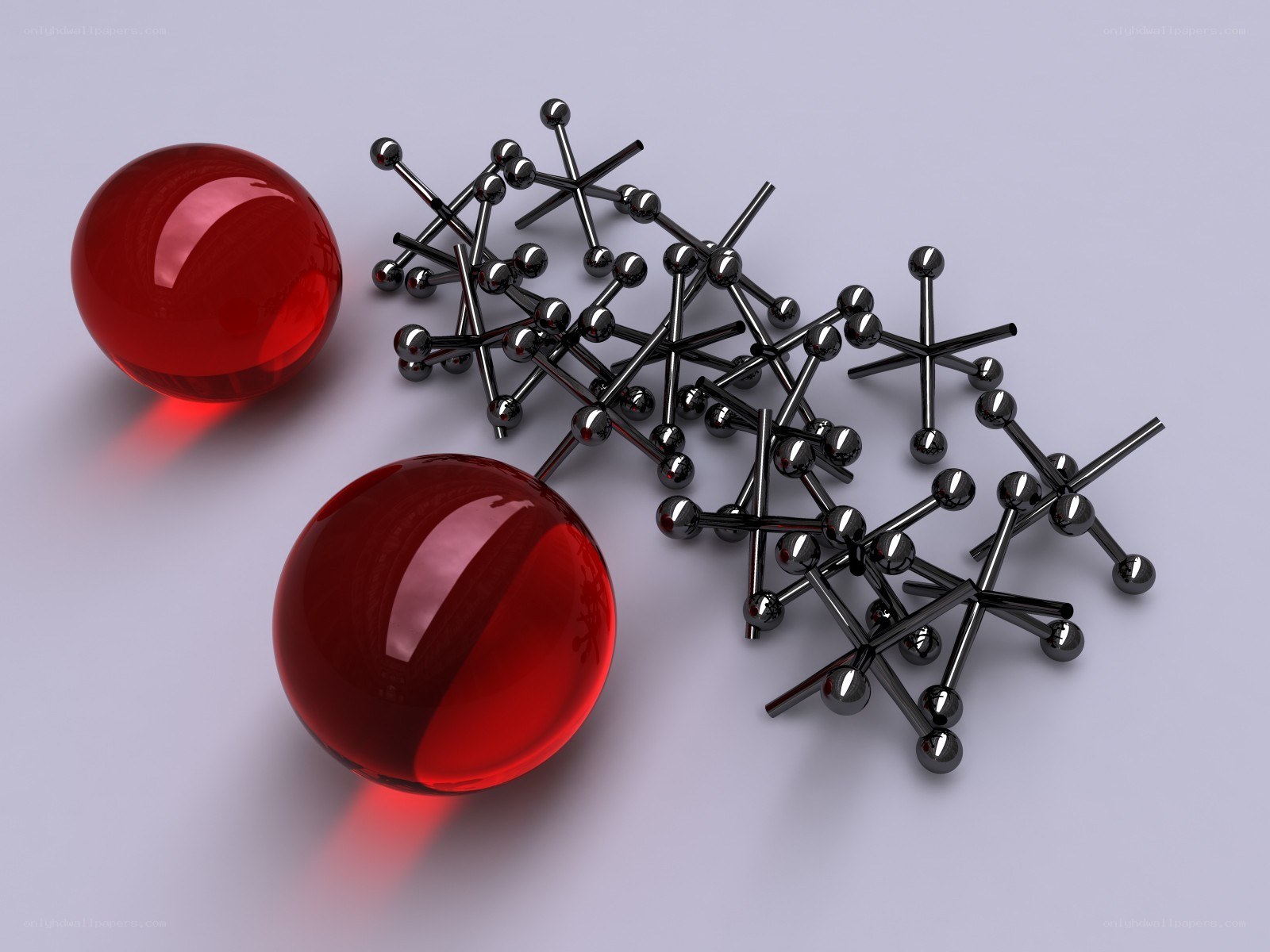 Red spheres and molecular models