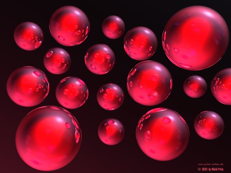 Red spheres floating in space