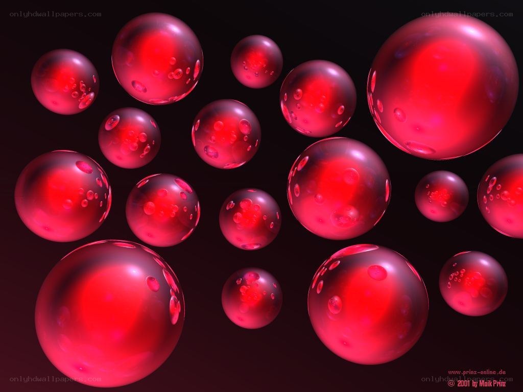 Red spheres floating in space