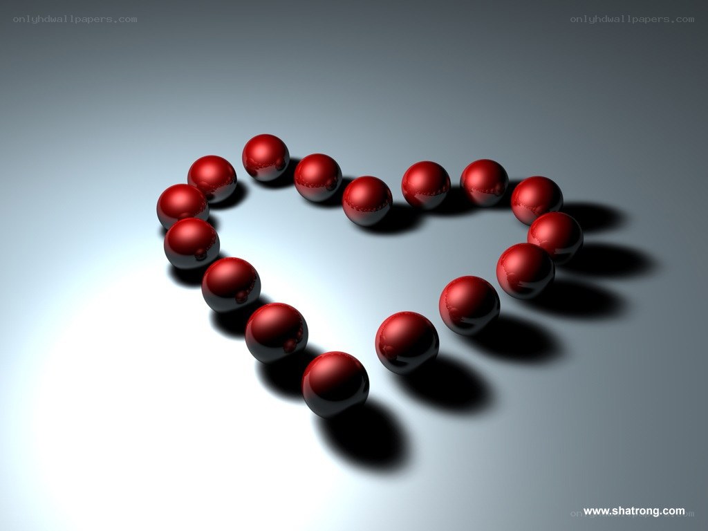 Red spheres forming a heart