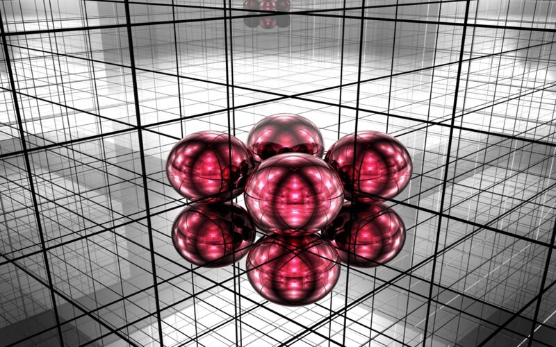 red spheres in a grid