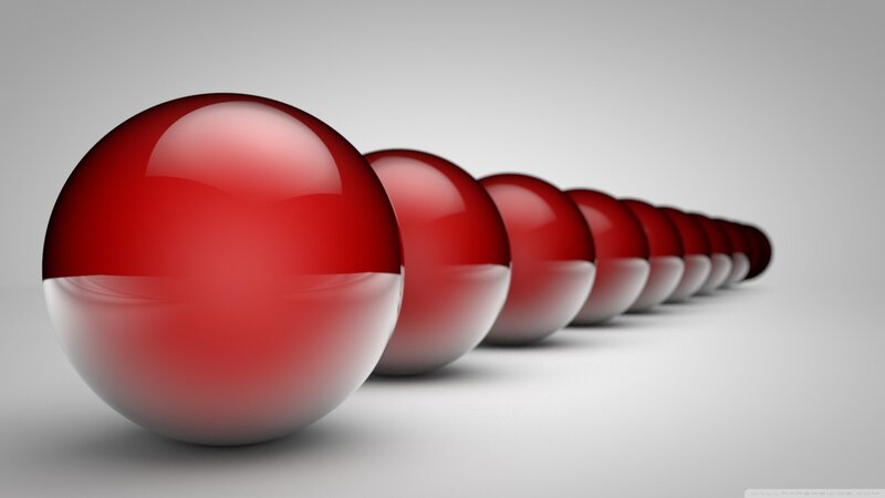 Red Spheres in a Line