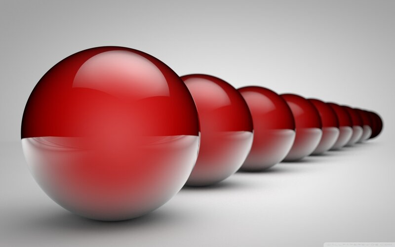Red Spheres in a Row