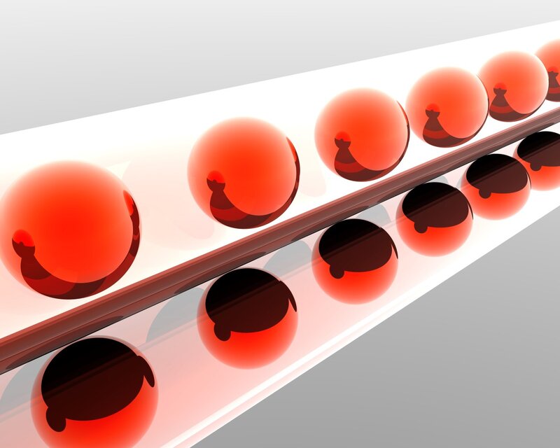 Red Spheres in a Track