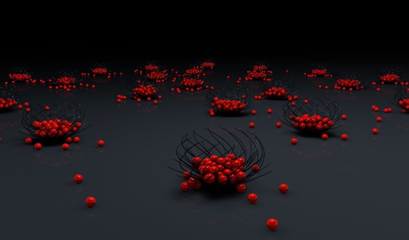 Red Spheres in Black Cages — Abstract