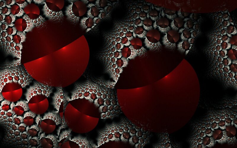 Red Spheres in Fractal Pattern