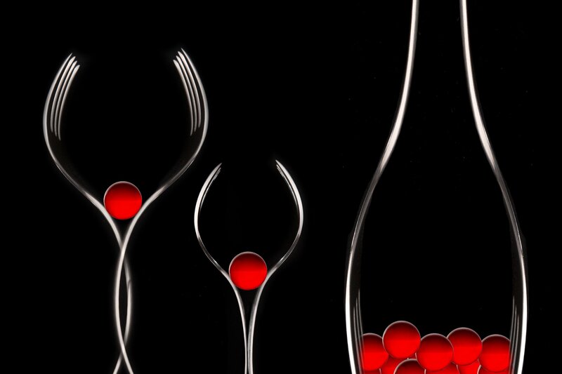 Red Spheres in Glassware
