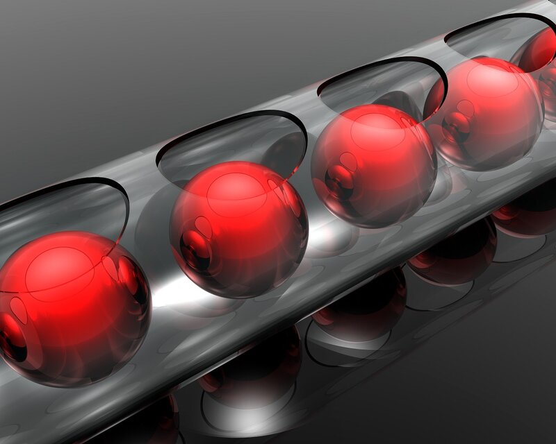 Red Spheres in Tube — Neutral