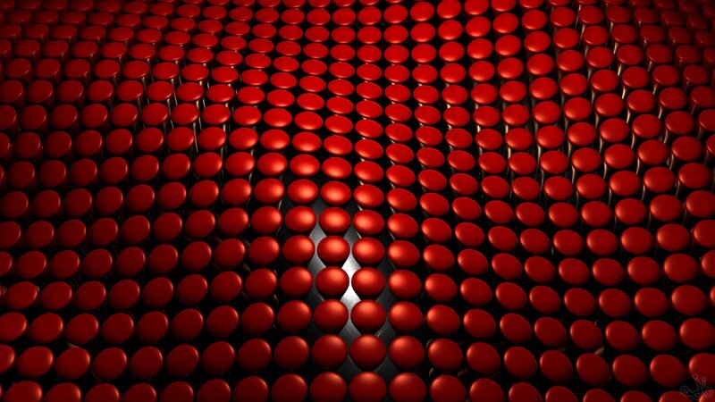 Red Spheres on Black Surface